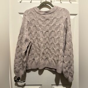 Hem & Thread Textured Knit Turtleneck Sweater - Light Gray